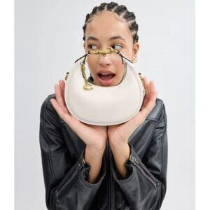 Coach Jonie Mini Crescent Bag Chalk Glovetanned Leather Crossbody Shoulder Purse